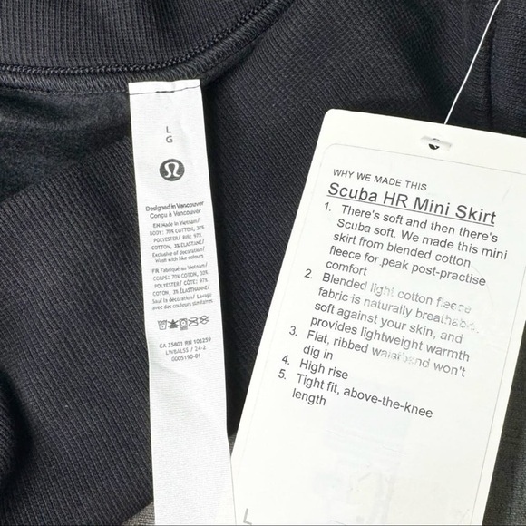 Lululemon Scuba High Rise Mini Skirt Black Size Large XL NWT - Picture 8 of 9